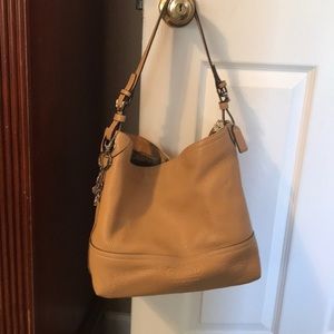 Beautiful taupe (tan) leather Coach 2 key chains